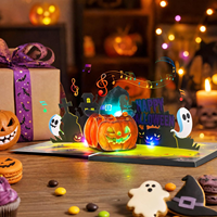 Nouvelle carte pop-up 3D Halloween 2026, citrouille effrayante découpée au laser, carte de vœux artisanale pour enfants, amis et famille