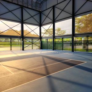 Campo da Padel Coperto con Vetro Temperato, Telaio in Acciaio Zincato a Caldo, Altezza del Tappeto Erboso Artificiale Regolabile (10-15mm), Durevole - Product Image 3