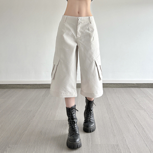 Pantalones Cargo de Pierna Ancha Desmontables de Estilo Urbano Americano para Mujer, de Color Sólido, Ajuste Holgado, Casuales - Product Image 6