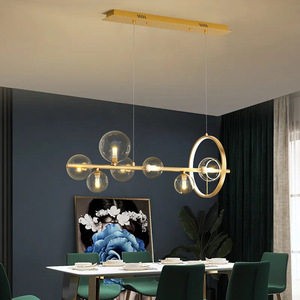 Хит продаж, кухонная люстра JYLIGHTING с 7/10 лампами из золотого дутого стекла, современный светильник для кухонного островка со стеклянным глобусом - Product Image 4