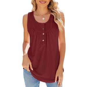 NOUVEAU T-shirt sans manches d'été Loose Button <span class=keywords><strong>Long</strong></span> Vest Top - Product Image 5