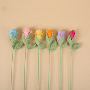 ช่อดอกกุหลาบโครเชต์ Kexiang ก้านเดี่ยว ทำจากเส้นใยโพลีเอสเตอร์ หลายสี สำหรับตกแต่งเป็นของขวัญ - Product Image 2