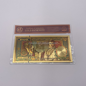 Collection de souvenirs Napoléon, cadeau, billet de banque en plastique plaqué or 24 carats de 200 FRANC en stock - Product Image 4