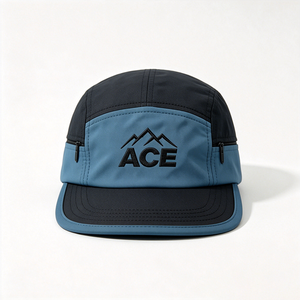 Men Color Block Quick Dry 5 Panel <b>Canvas</b> Sublimation Printed Sport Cap Zipper Pocket Lightweight Outdoor Camp Hat Camping - Product Image 4