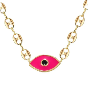 Chaîne gourmette classique yeux roses de qualité supérieure nouveautés en acier inoxydable plaqué or fabricant indien produits en gros - Product Image 1