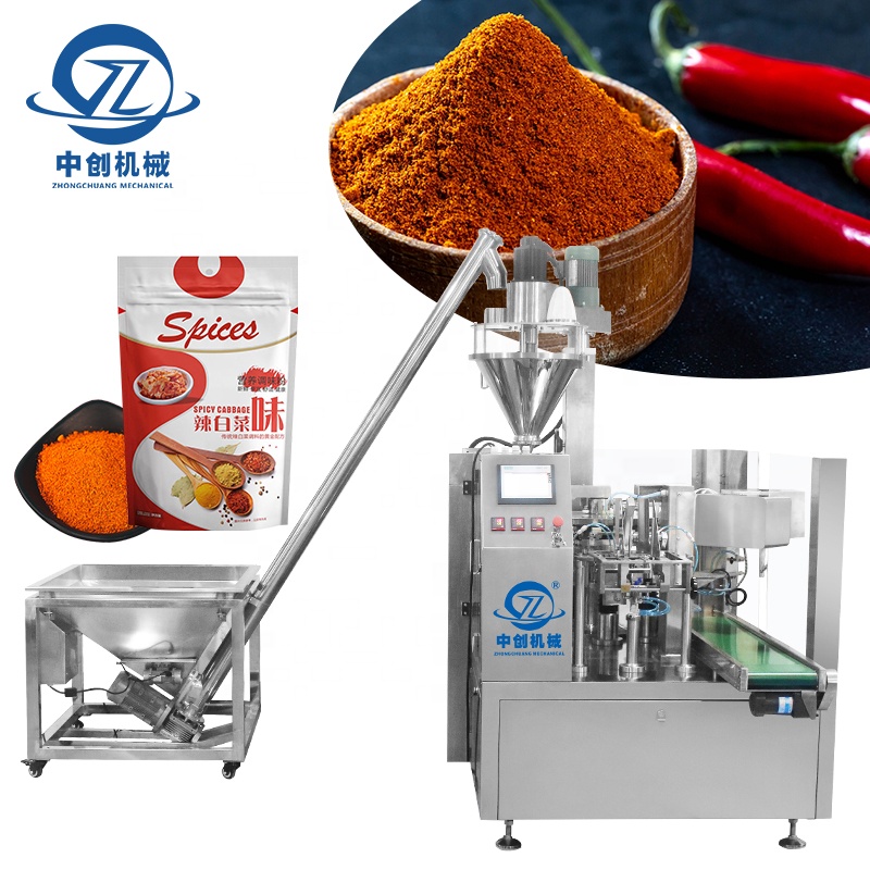 Hot Selling Chili Powder Filling Packing Spices Flour Premade Pouch Granular Spice Packaging Machine
