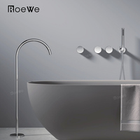 Robinet de bain-douche en laiton massif assorti aux baignoires sur pied, corps en laiton robinet de baignoire autoportant au sol
