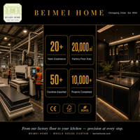 Meubles de cuisine sur mesure pour toute la maison, gris mat, porte en verre aluminium noir, bande LED, fermeture douce, ISPM-15, export, usine OEM