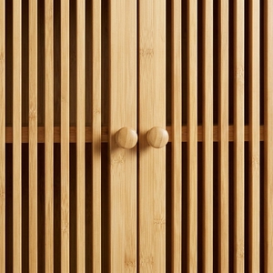 Meuble <span class=keywords><strong>de</strong></span> rangement en bambou pour salle <span class=keywords><strong>de</strong></span> bain, à placer au-dessus des toilettes, gain <span class=keywords><strong>de</strong></span> place, avec portes à lattes et étagère ouverte - Product Image 4