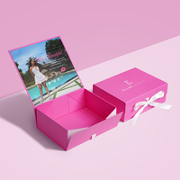 Boîte en papier pliable magnétique avec ruban, logo personnalisé en relief, emballage rigide de luxe pour vêtements et robes