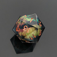 MINI PLANET 35MM Jeu de dés RPG polyédriques faits à la main, dés de jeu de société DND Dragon et Donjons en résine à cœur liquide Œil de Dragon Vert
