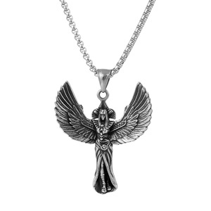 Yunnique – collier avec pendentif ange ailé en acier inoxydable pour hommes, style rétro Punk, chaîne de 60cm, bijoux à la mode européenne et américaine - Product Image 5