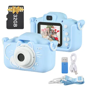 Andoer X8 Kamera Mini Anak-anak, Kamera Digital 1080P Lensa Ganda 2.0 Inci Layar IPS Kamera Lucu dengan Kartu Memori 32GB