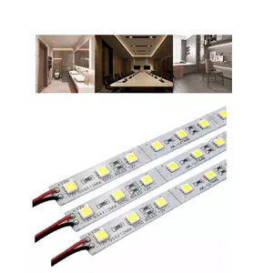 Bande de lumière rigide à LED, 5 m, profil en aluminium, ruban d'éclairage latérale pour éclairage de placard, supermarché, SMD2835, 220 SMD, 60 diodes/m 4mm, 5050 V