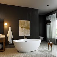 Hôtel moderne Appartement Salle de bain Baignoire blanche Baignoire ovale en acrylique Baignoire sur pied