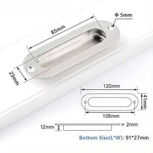 Modern Concealed Embedded Handle Metal Recessed Pull 10mm Long Shape Flush Handle for Cabinet Sliding Door Wardrobe Furniture - Product Image 5