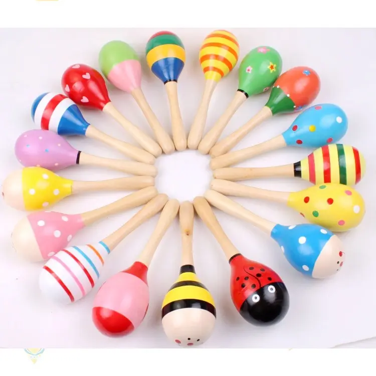 Wooden Maracas Sand Hammer Wood Festival Carnival Maracas Baby Percussion Instruments Musical Toy Educational