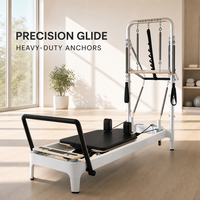 Machine de Pilates Reformer haut de gamme avec planche à ressorts et système de poulies à cordes réglables pour usage domestique, commercial, en studio ou en salle de sport