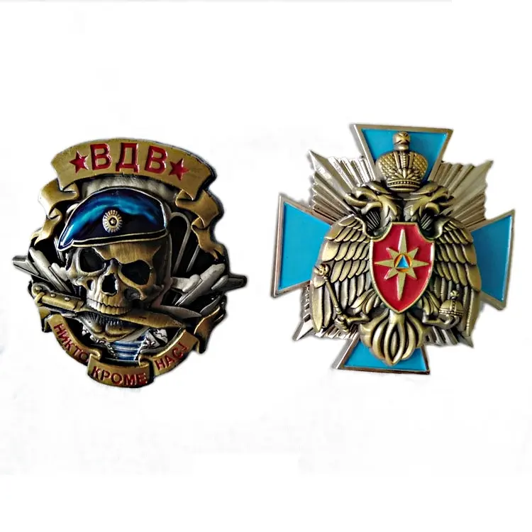 High Quality 3D Hat Badges Russia Chest Badge Customized Welding metal Badge Security Officer Souvenir Lapel Pins