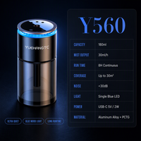 Diffuseur d'arômes pour voiture, humidificateur 180 ml, USB-C, porte-gobelet, désodorisant, LED bleue, commande tactile pour l'intérieur du véhicule
