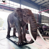 Modèle d'éléphant marchant grandeur nature et réaliste, adapté aux parcs d'attractions et aux expositions muséales