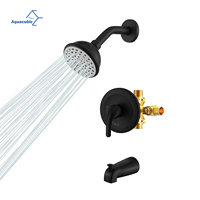 Ensemble de robinetterie de douche et de baignoire noir mat - Débit élevé, certifié UPC, avec bec de baignoire durable
