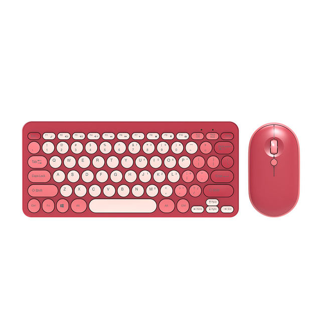 Ergonomic ABS Round Keycap 2.4G Wireless Cute Colorful Typewriter Silent Keyboard Mouse Combo for PC/Laptop/Computer