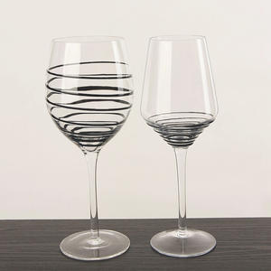 Verre à vin en cristal transparent de qualité supérieure soufflé à la main coupe longue tige mince fil d'argent enroulé verres de Bourgogne pour le vin rouge - Product Image 1