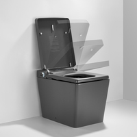 WC intelligent en céramique carré gris K20 S-Trap avec réservoir d'eau intégré, télécommande, siège chauffant