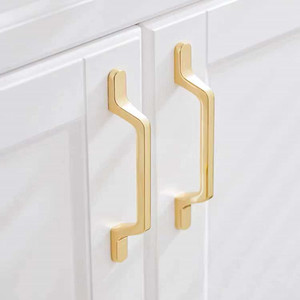 <b>Gold</b> Cabinet Door Handles Modern Minimalist Nordic Style Brass <b>Drawer</b> <b>Pulls</b> Wardrobe Hardware - Product Image 1