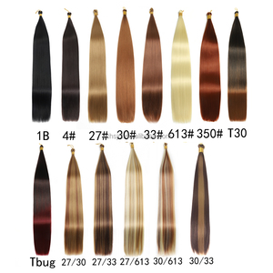 Extensions de cheveux synthétiques soyeux lisses pour tresses au crochet, pré-étirées en vrac - Product Image 5