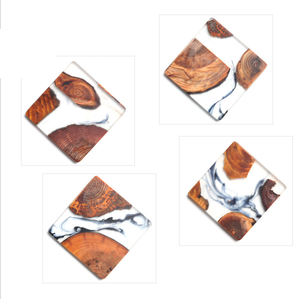 LEXDO WTC-888 - Posavasos de Madera Maciza de Pino y Resina, Diseño Cuadrado Clásico de 10 mm de Grosor, Ecológico, con Opción de Logotipo Personalizado - Product Image 6