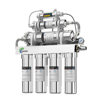 Purificateur d'eau RO 600GPD à 8 étapes avec UV pour usage domestique, avec structure entièrement en acier inoxydable et manomètre de pression d'eau