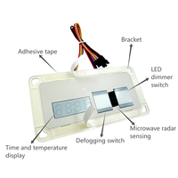 Radar à micro-ondes interrupteur de capteur de corps humain affichage de l'heure et de la température miroir intelligent gradateur LED interrupteur de capteur tactile de désembuage