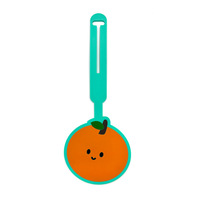 Étiquette de bagage en PVC en forme de pastèque irrégulière en résine époxy 2D, motif fruit de dessin animé mignon, orange, étanche et résistante à l'usure, en stock