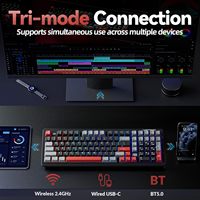 Clavier de jeu mécanique sans fil LINGBAO K98, rétroéclairage RGB, tri-mode BT5.0/2.4GHz/USB-C, avec joint, personnalisable, à touches interchangeables à chaud, linéaire