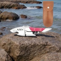 Ouvre-bouteille multifonction en acier inoxydable en forme de requin, tire-bouchon portable, ouvre-bière, outil de bar, cadeau