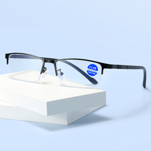 Lumière bleue bloquant le métal élastique 2024 anti lumière bleue lentes <span class=keywords><strong>de</strong></span> lectura al por mayor hommes femmes demi-monture lunettes <span class=keywords><strong>de</strong></span> lecture - Product Image 6