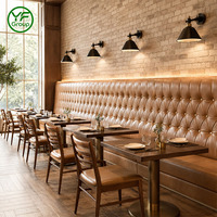 Ensemble de sièges en cuir modernes sur mesure, table et chaises en bois, usage commercial, mobilier de restaurant pour café, hôtel