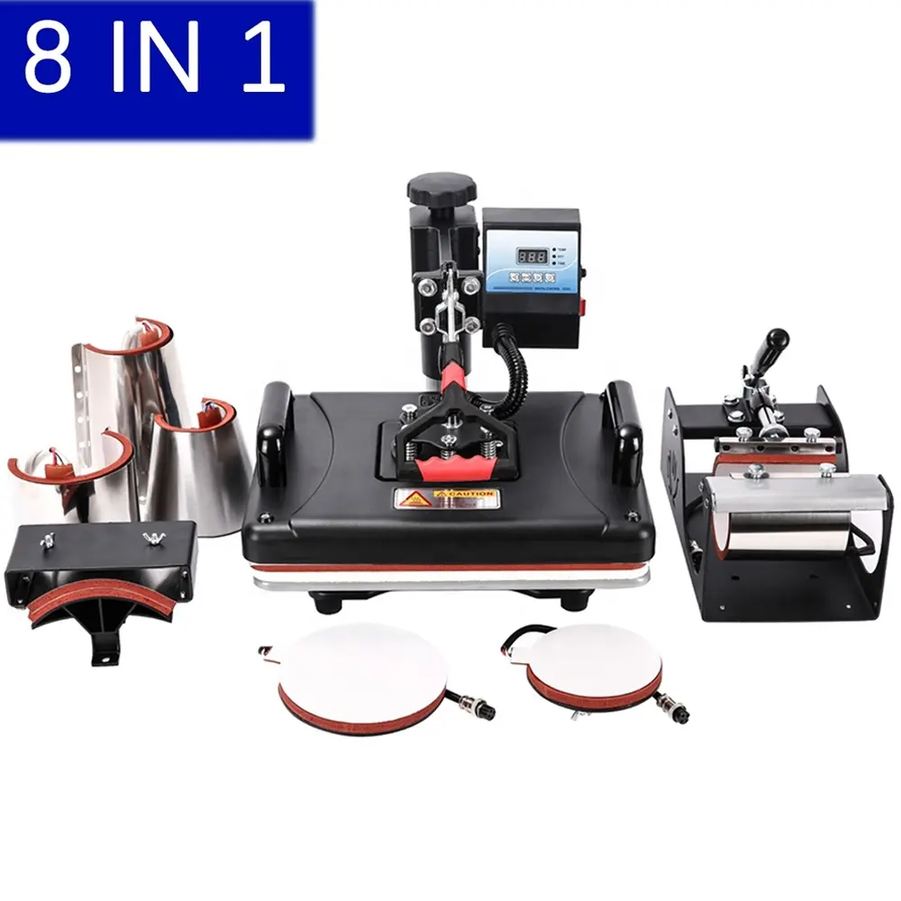 Hot Sale 8 In 1 Combo Heat Transfer Machine Sublimation Heat Press Machine For Mug/Hat/Tshirt/Slate Rock/MDF