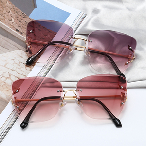 Gafas de sol de mariposa sin montura para mujer, Superhot, <span class=keywords><strong>moda</strong></span> 27937, corte de Diamante, de gran tamaño, 2020 - Product Image 5