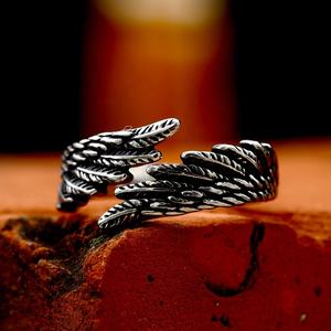 Bague Chevalière Double Aigle en Acier Inoxydable 316L Étanche pour Homme – Argent/Noir/Or – Bijou Audacieux et Masculin - Product Image 3