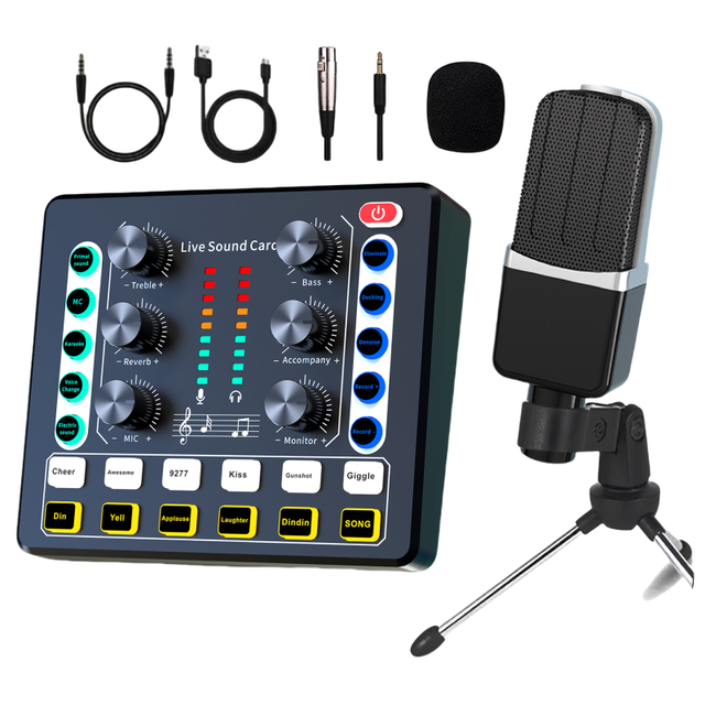 M8 MC 88 Professional Wireless Audio Interface Noise Cancelling Adjustable Voice Multiple Sound Effects 500mAh Sound Card