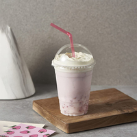 Gobelet en PET recyclable personnalisé avec logo, gobelet jetable transparent pour smoothie, café, bubble tea, jus, slush, bière, gobelet en plastique avec couvercle