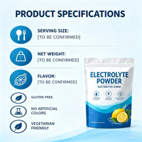 Poudre d'électrolytes pure de marque privée, compléments sportifs avec antioxydants pour l'hydratation et la croissance musculaire des adultes, naturel, HACCP, Halal