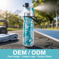 Bouteille pulvérisateur d'eau en plastique PET 500 ml à double paroi, avec bouchon à paille et poignée de transport, légère, pour extérieur, logo personnalisé