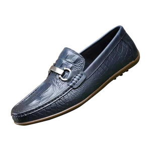 Genuine Leather Loafers <b>Men</b> Round Toe Breathable Rubber Outsole Office Career <b>Dress</b> Shoes - Product Image 5