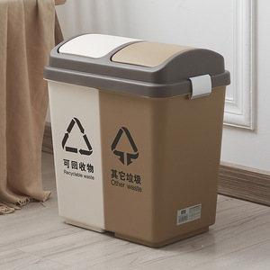 Double <b>Bin</b> Recycling <b>Bin</b> <b>20L</b> 40L Pedal Operated Indoor Kitchen Waste Container Rectangular Shape - Product Image 2