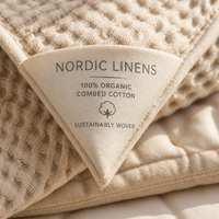 Étiquettes tissées personnalisées de luxe à pli mitré, étiquettes d'angle en coton biologique pour textiles de maison, literie, couvertures et coussins