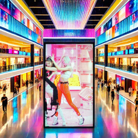 Monitor LCD Colgante con Pantalla Táctil HXXK de 43 Pulgadas, Señalización Digital de Doble Cara para Ventanas, Animación de Alto Brillo para Centros Comerciales